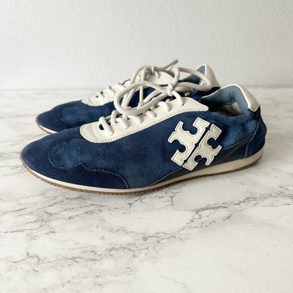Tory Burch Navy Suede & Leather White Laces Low Top Sneaker Women’s Size 9 - Picture 12 of 12